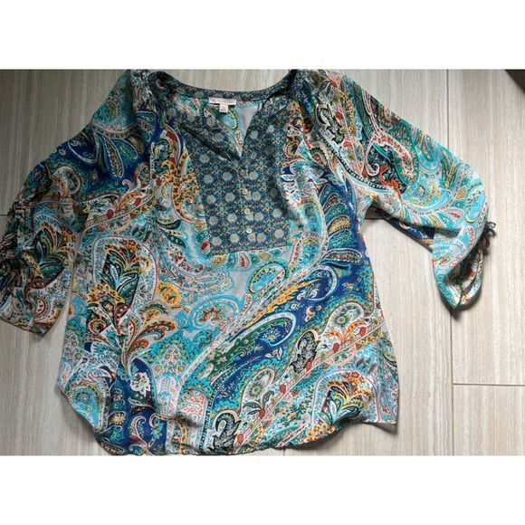 CB PLUS sheer floral blouse 1X - Picture 1 of 4